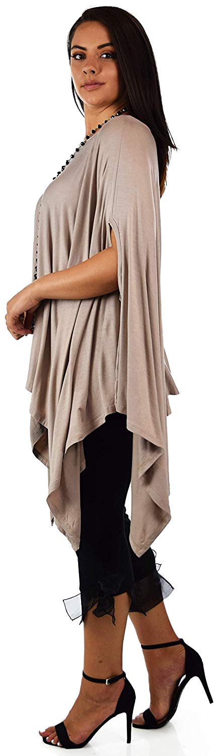 Dare2bStylish Women Versatile Loose Fit Dolman Poncho Tunic Dress Top Cover Up