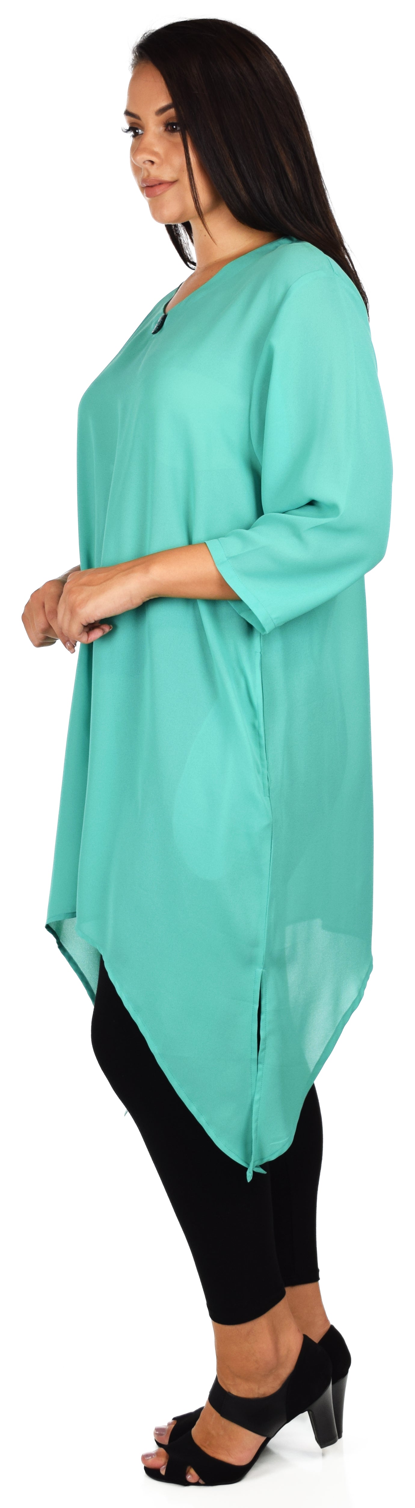 Comfy Georgette Tunic, Asymmetrical Plus size Tunic, Fish tail Tunic, Plus size top with side pockets