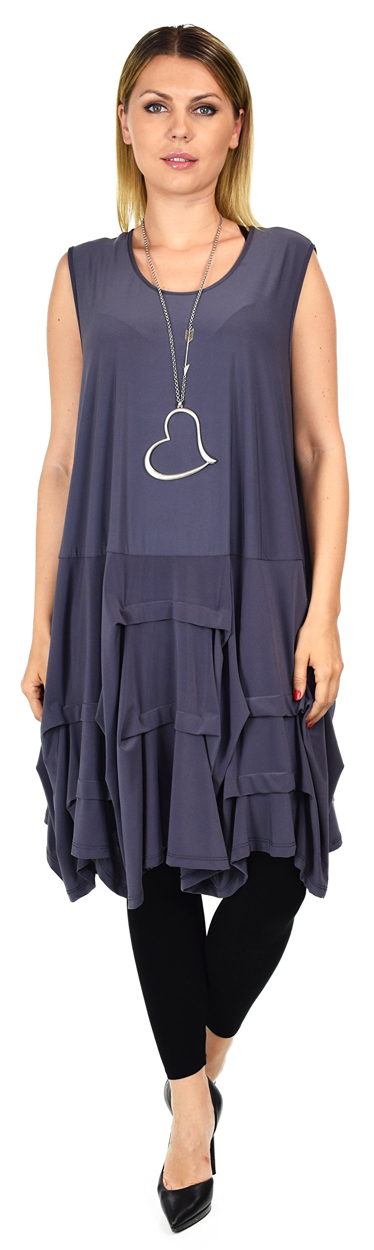 Plus Size Puckered Sleeveless Tunic Dress | Swing Dress | Swing Top