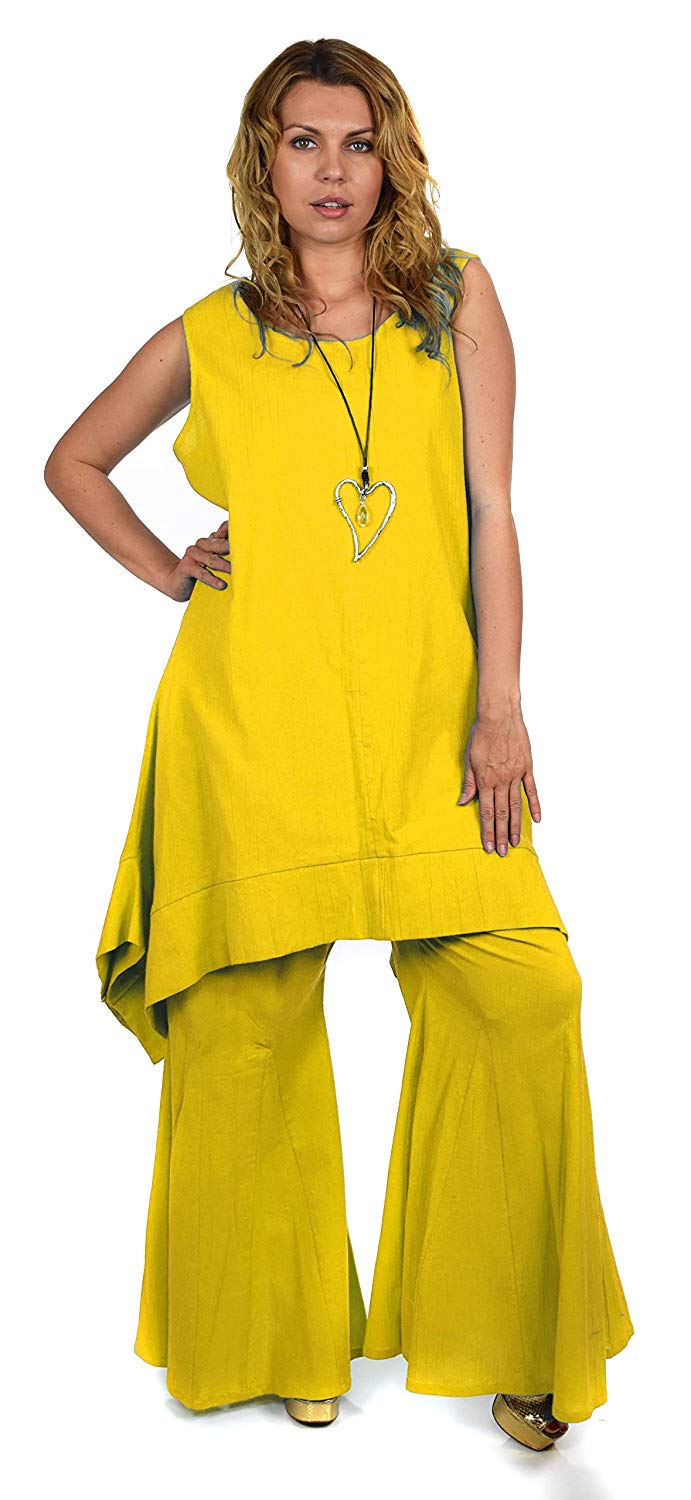 Dare2bStylish Women 2 Piece Summer Top & Flared Pants Set Outfit in Plus Sizes