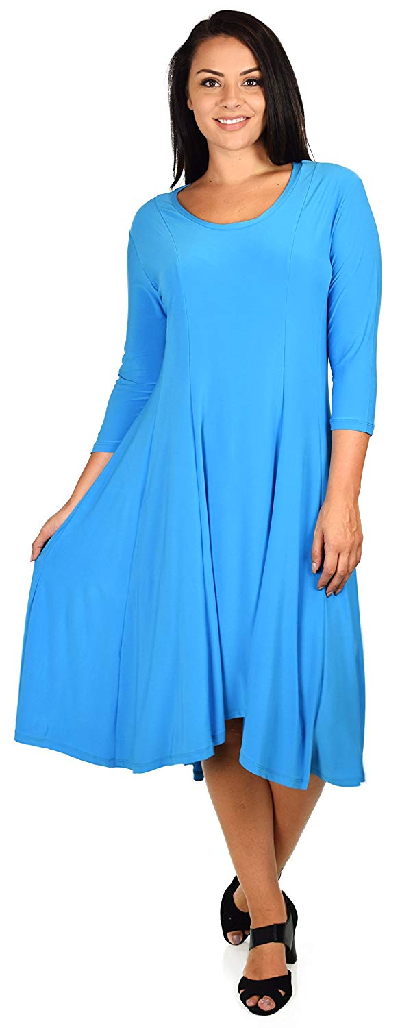 Dare2bstylish Plus Size Mid Calf Midi A Line Dress
