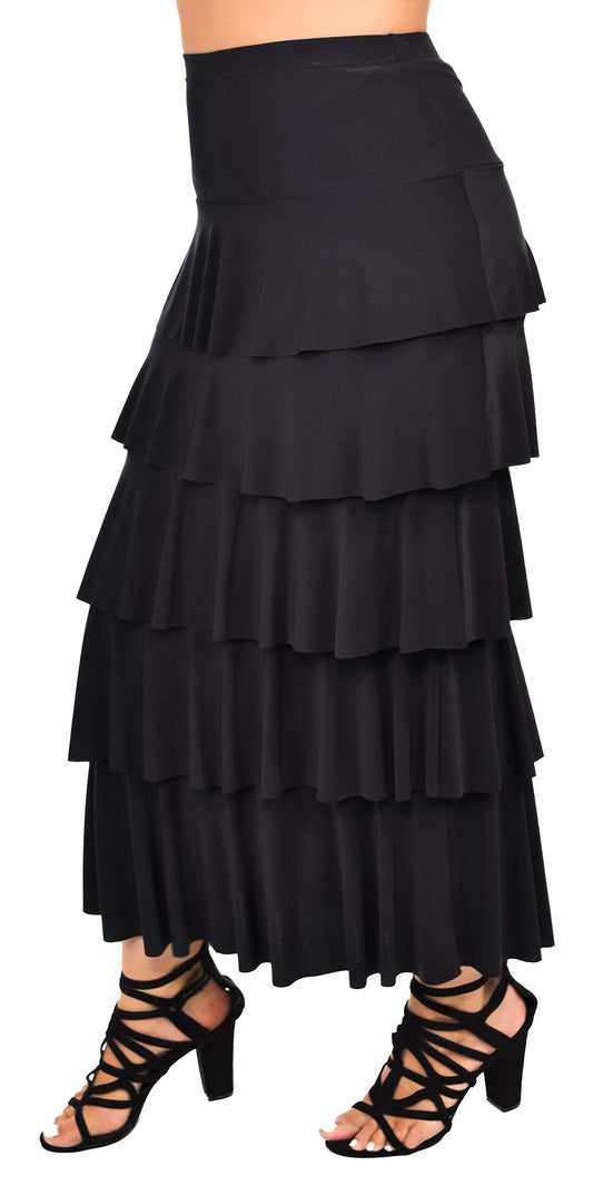 Boho Waterfall Tiered Layered Maxi Skirt | Reg & Plus Sizes