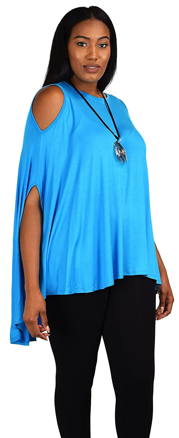 Plus Size Summer Batwing Cold Shoulder Tunic Blouse Top