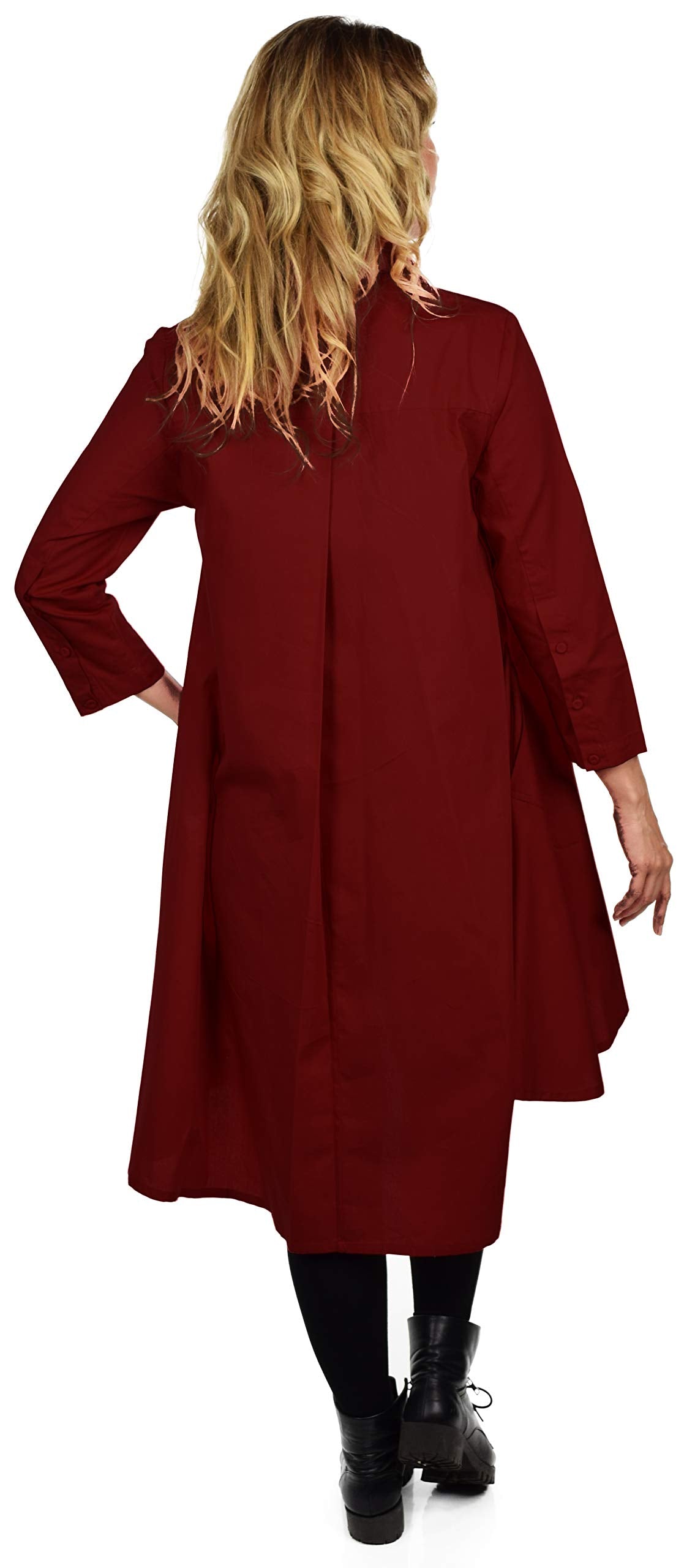 Hi Low Button Down A Line Swing Dress Shirt Top Reg and Plus Sizes