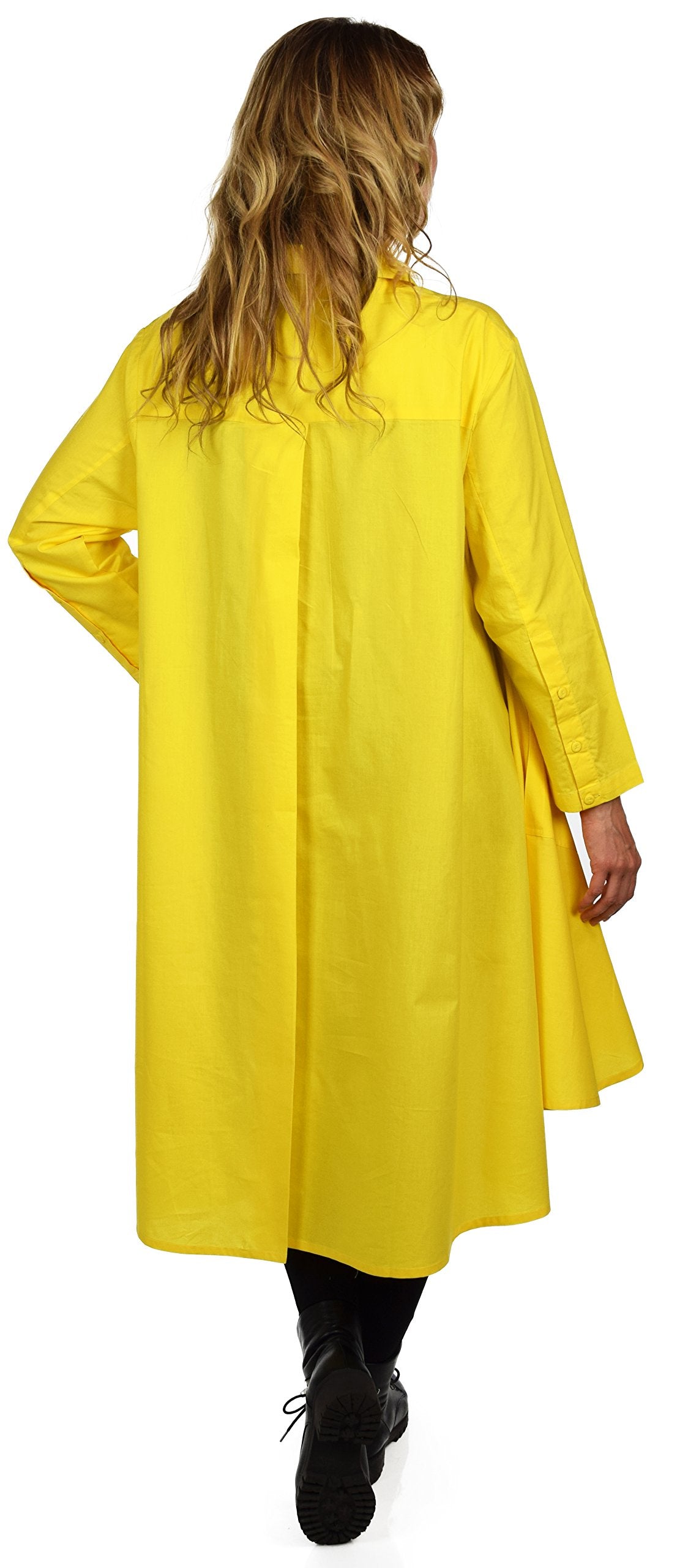 Hi Low Button Down A Line Swing Dress Shirt Top Reg and Plus Sizes