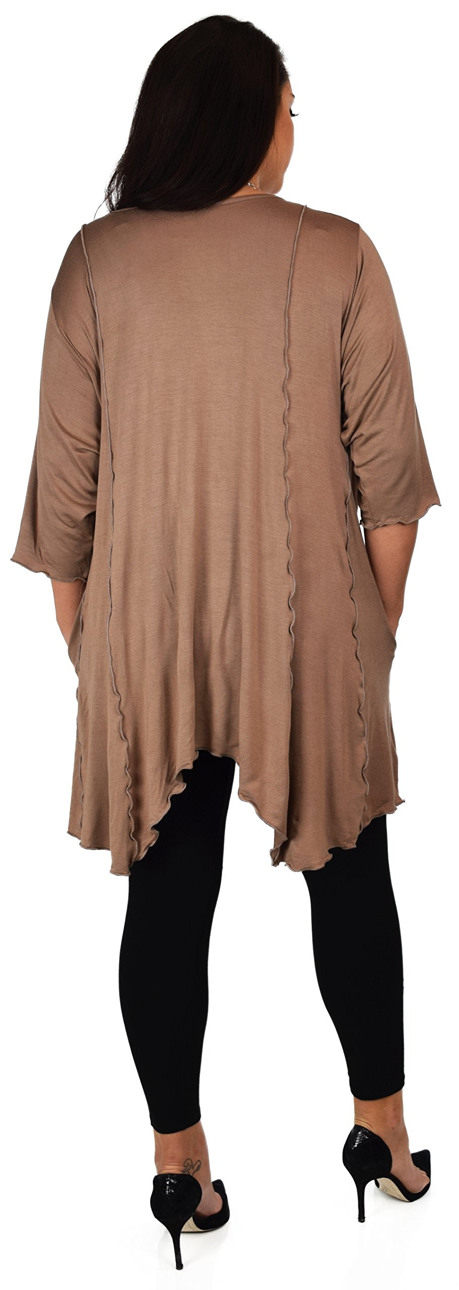 Plus Size Asymmetrical Fishtail Tunic Top w/Side Pockets
