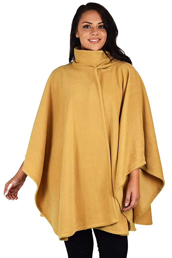 Dare2bStylish Women Poncho Style Fleece Cover Up with Muffler
