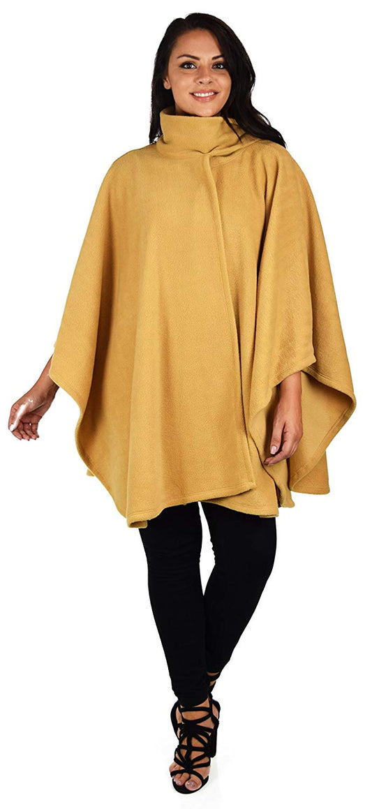 Dare2bStylish Women Poncho Style Fleece Cover Up with Muffler