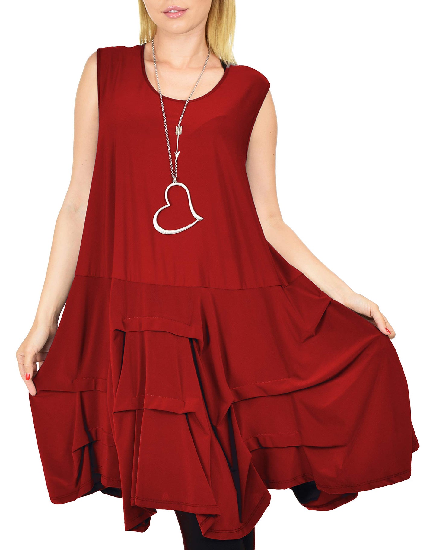 Plus Size Puckered Sleeveless Tunic Dress | Swing Dress | Swing Top