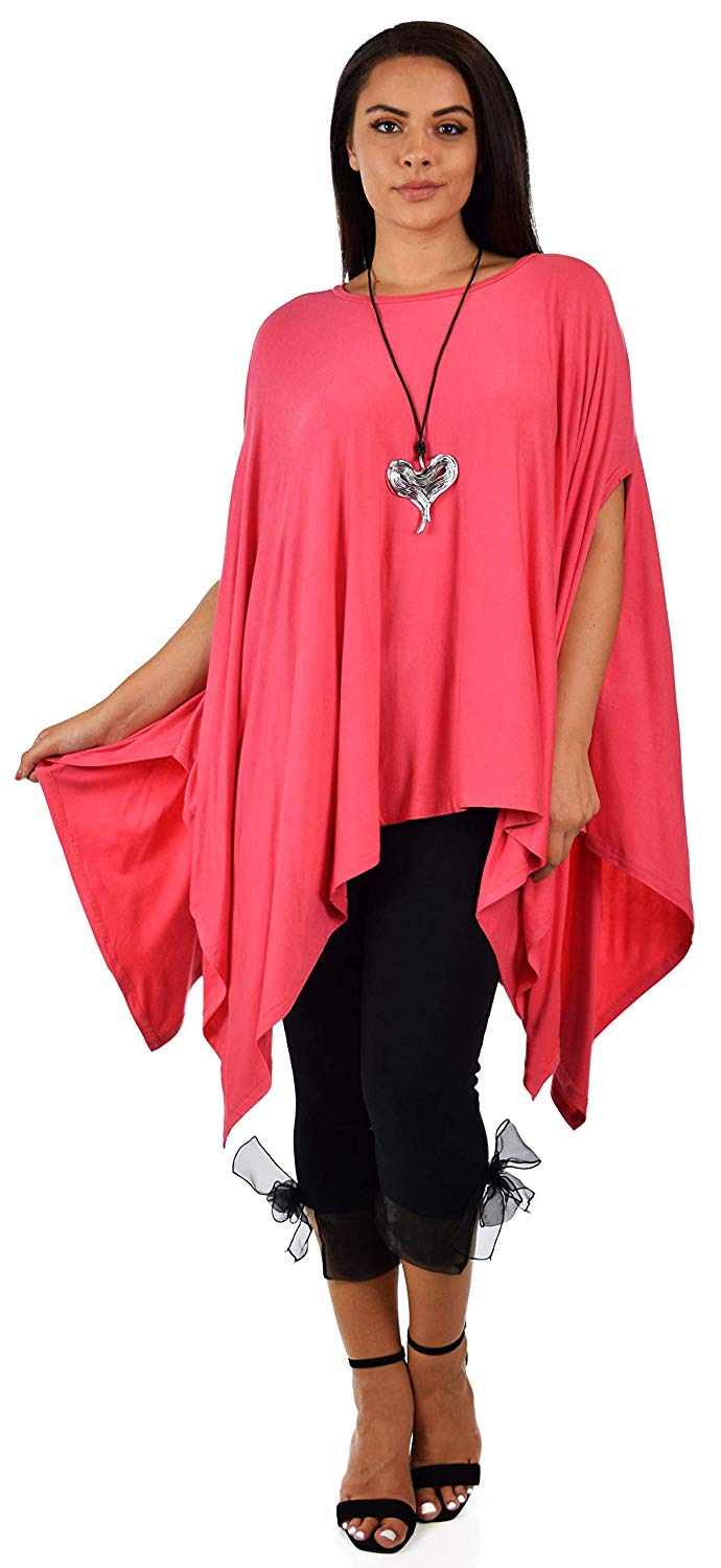 Dare2bStylish Women Versatile Loose Fit Dolman Poncho Tunic Dress Top Cover Up