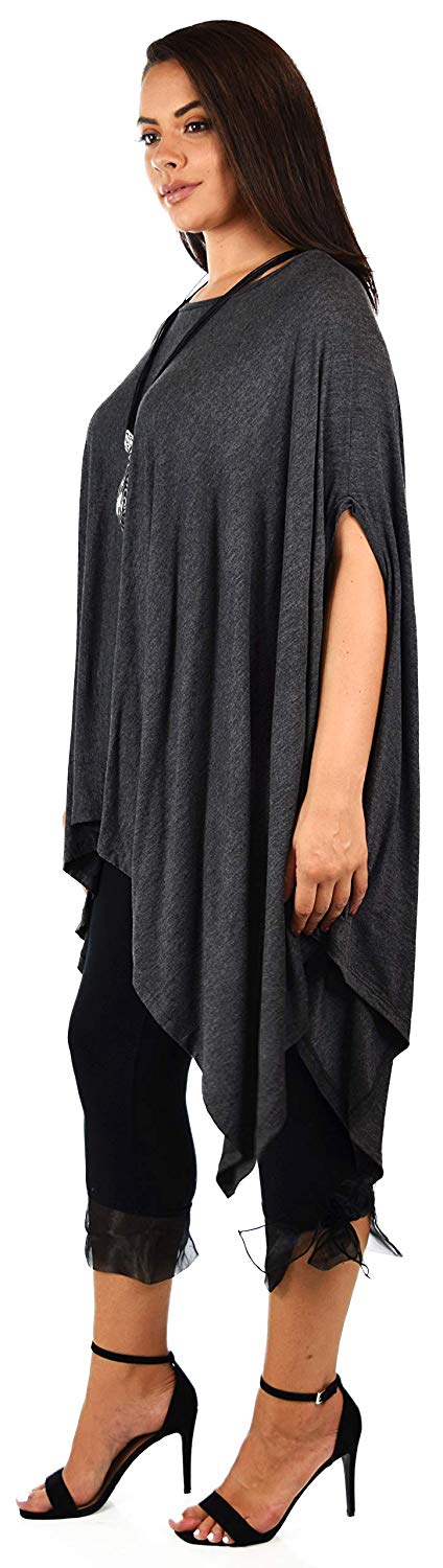 Dare2bStylish Women Versatile Loose Fit Dolman Poncho Tunic Dress Top Cover Up