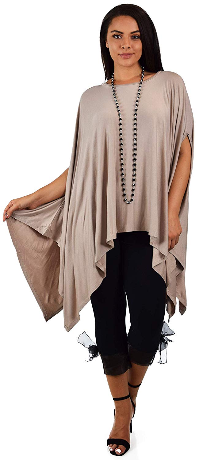 Dare2bStylish Women Versatile Loose Fit Dolman Poncho Tunic Dress Top Cover Up