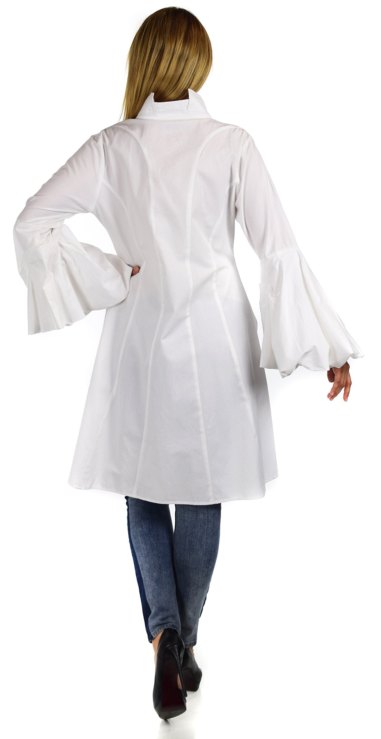 Dare2bStylish Women Western High Low Dress Shirt Blouse w/ Edwardian Sleeves | Reg & Plus Sizes