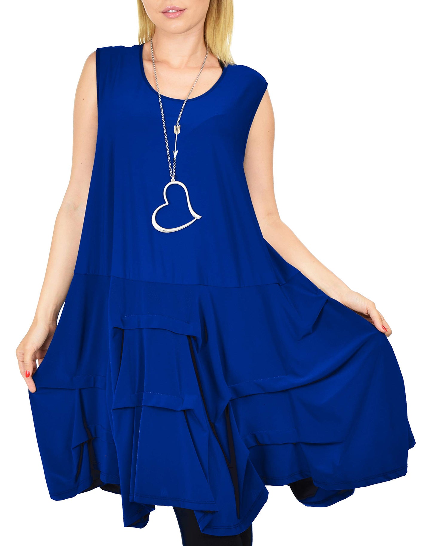 Plus Size Puckered Sleeveless Tunic Dress | Swing Dress | Swing Top