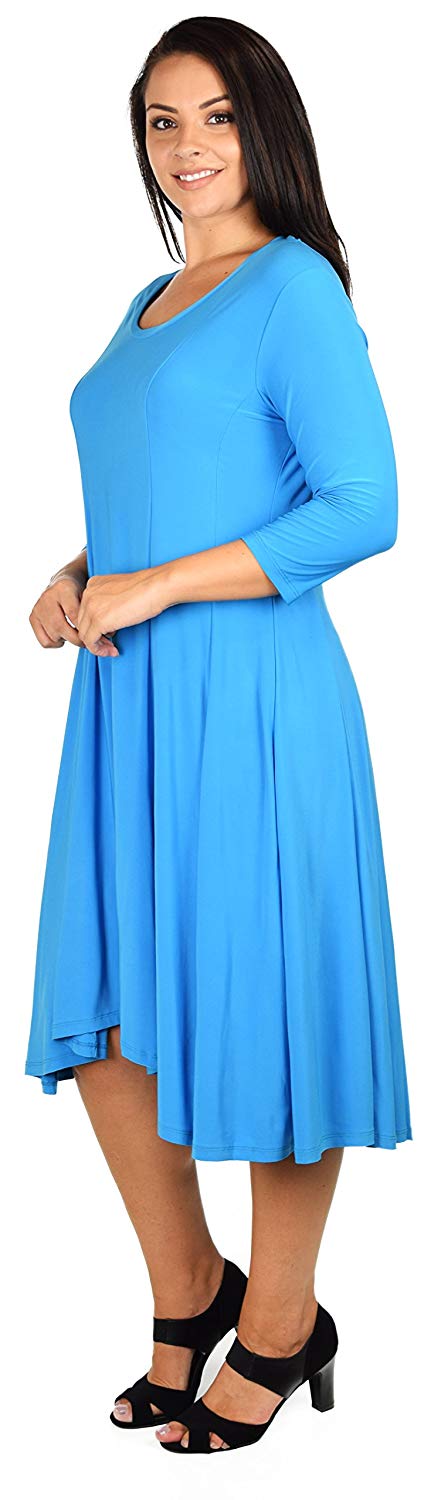 Dare2bstylish Plus Size Mid Calf Midi A Line Dress