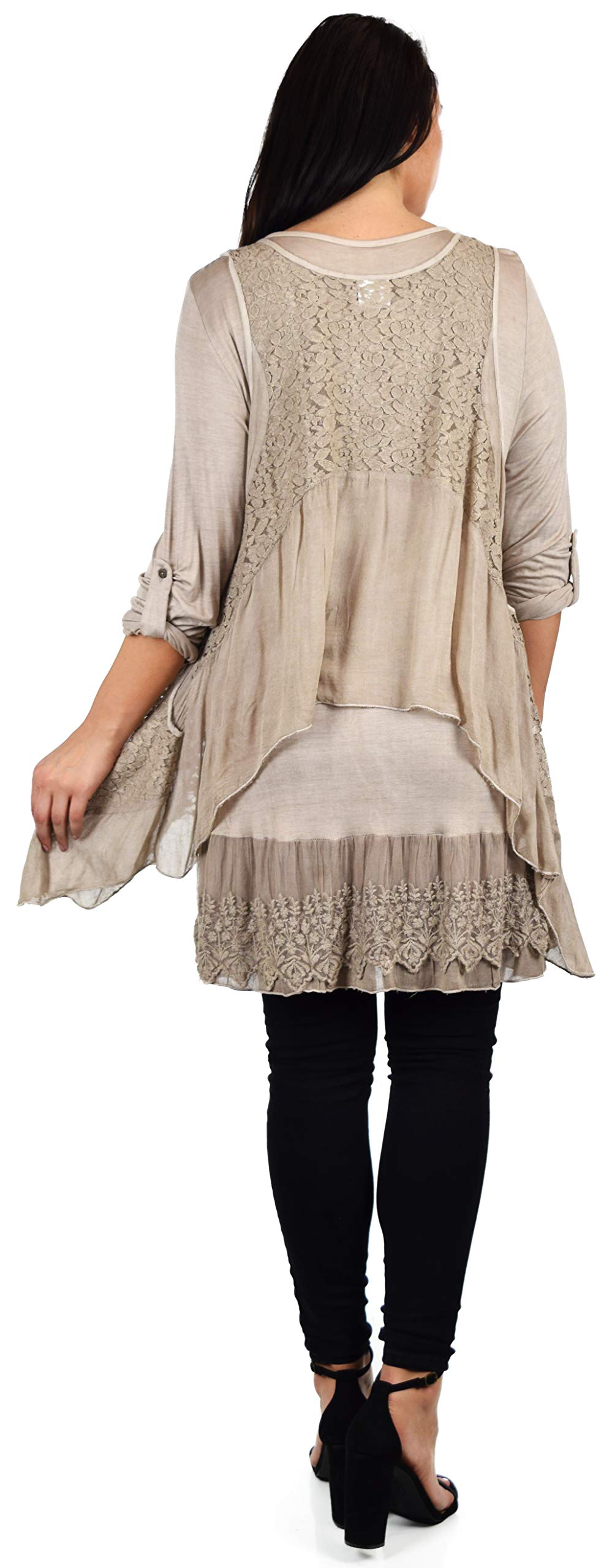 Dare2bStylish Lace Top, Women Lace tunic, Plus Size Lace Tunic, Plys size lace Blouse 2pc tunic set, Top + Vest Set