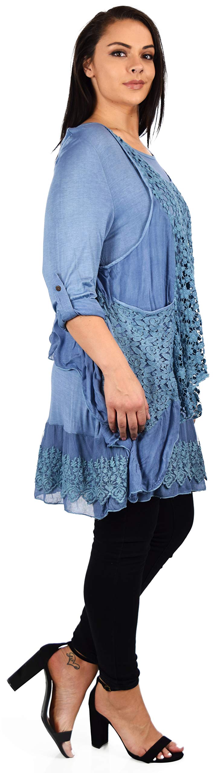 Dare2bStylish Lace Top, Women Lace tunic, Plus Size Lace Tunic, Plys size lace Blouse 2pc tunic set, Top + Vest Set
