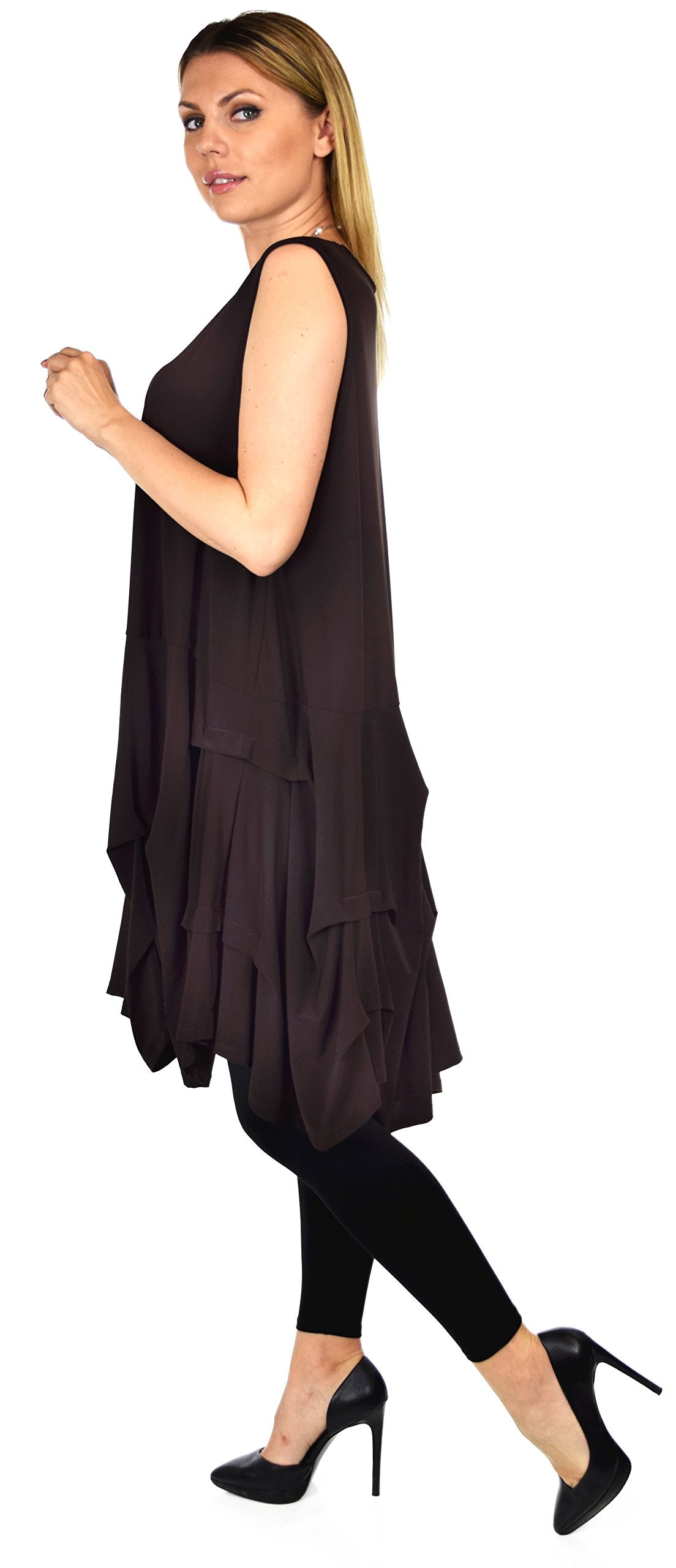 Plus Size Puckered Sleeveless Tunic Dress | Swing Dress | Swing Top