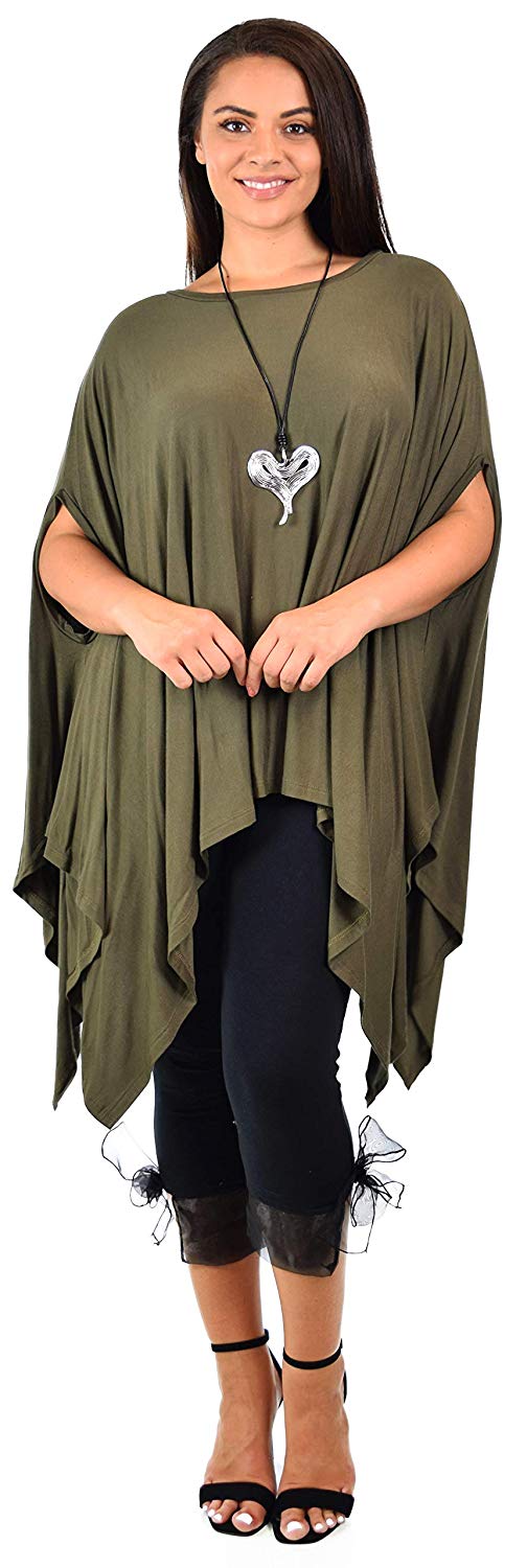 Dare2bStylish Women Versatile Loose Fit Dolman Poncho Tunic Dress Top Cover Up