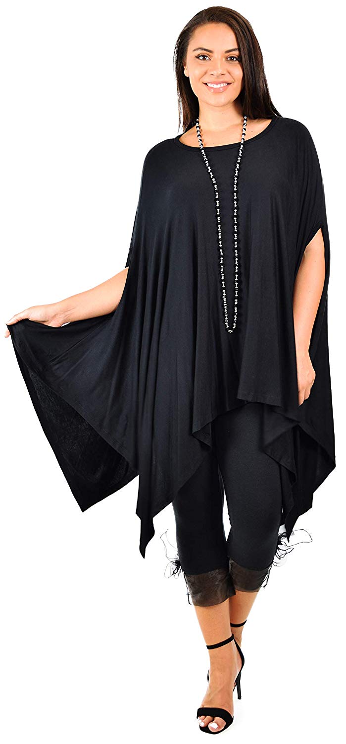 Dare2bStylish Women Versatile Loose Fit Dolman Poncho Tunic Dress Top Cover Up