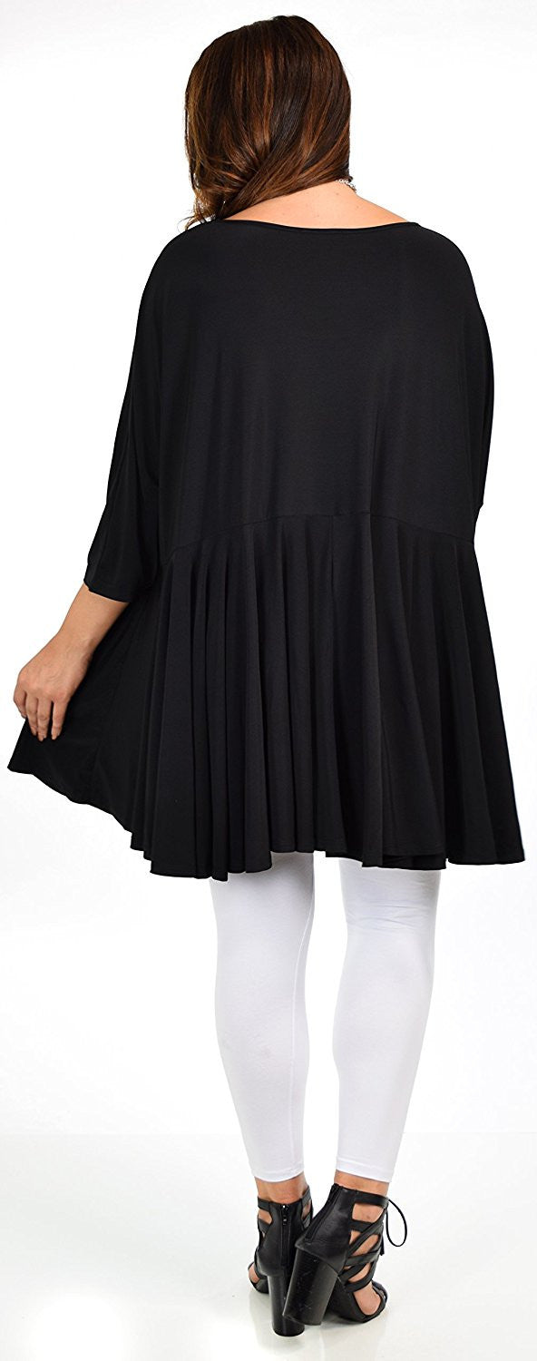 Oversize Plus Size Circle Bottom Flare Swing Tunic Dress Top