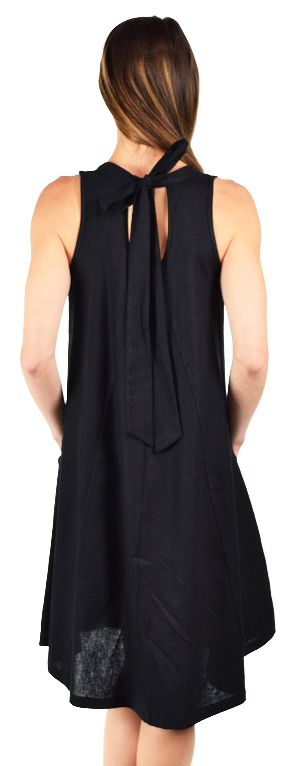 Made In USA, Sleeveless Linen Dress, Linen Midi Dress, Peek-a-boo Linen Dress, Summer Linen Dress w/Bow Tie Back Plus Sizes