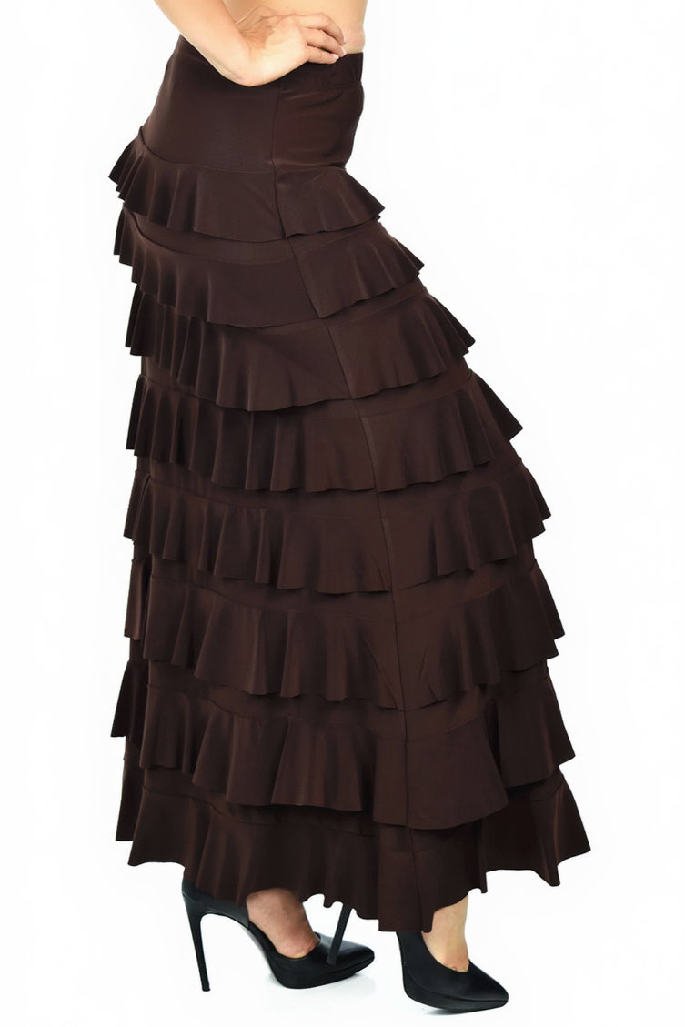 Dare2bStylish Women Waterfall 8 Tiered Boho Layered Maxi Skirt | Reg & Plus Sizes