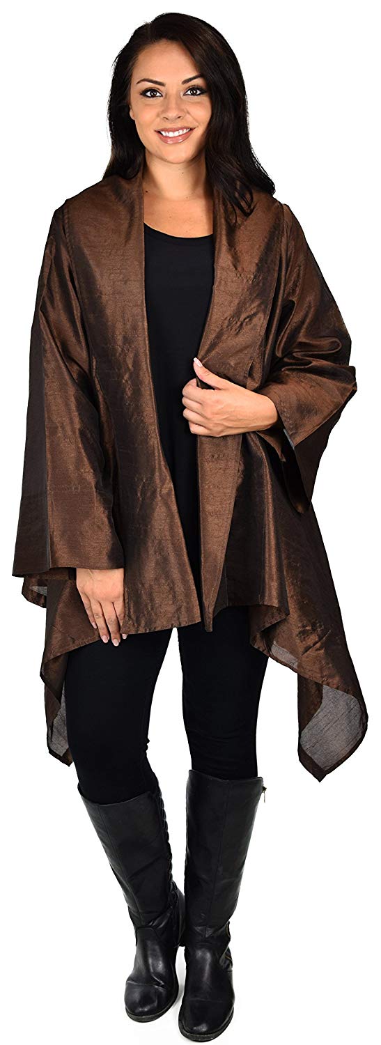 Dare2bStylish Women Plus Size Loose Fitting Poly Silk Designer Cover Up Duster Jacket