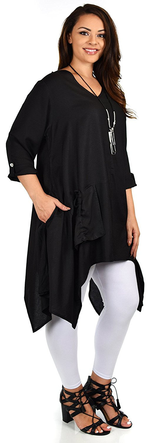 Plus Size Asymmetrical Fishtail Swing Dress Tunic Top