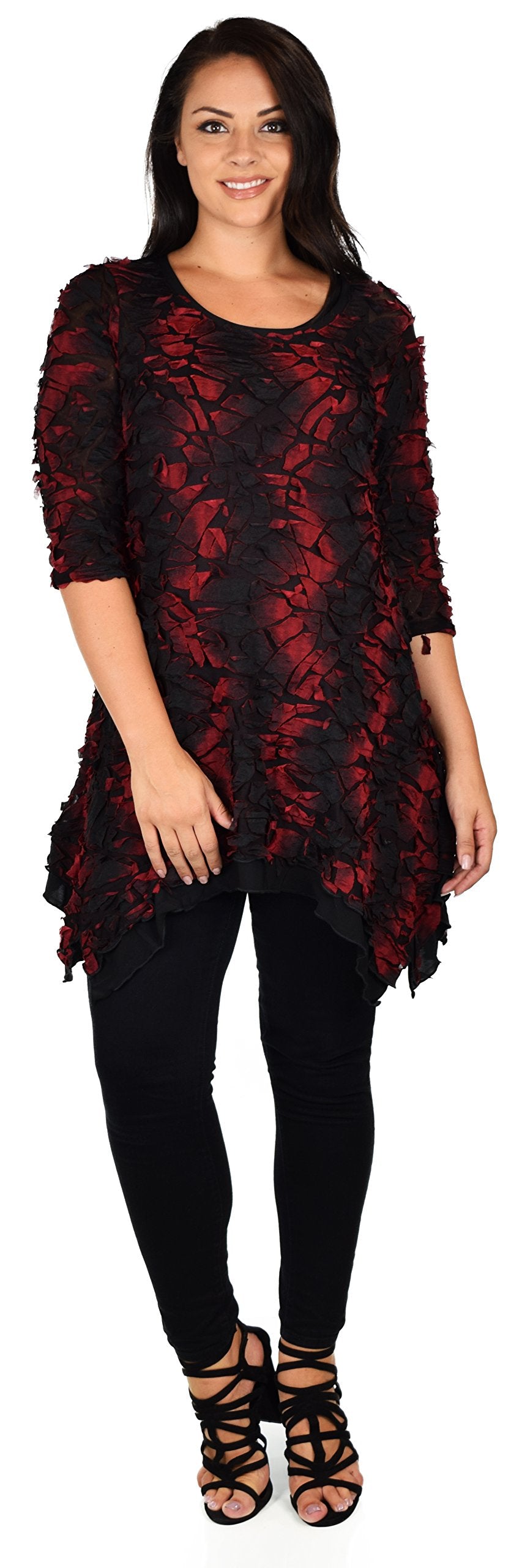Plus Size 3/4 Sleeve A Line Swing Tunic Dress Blouse Top