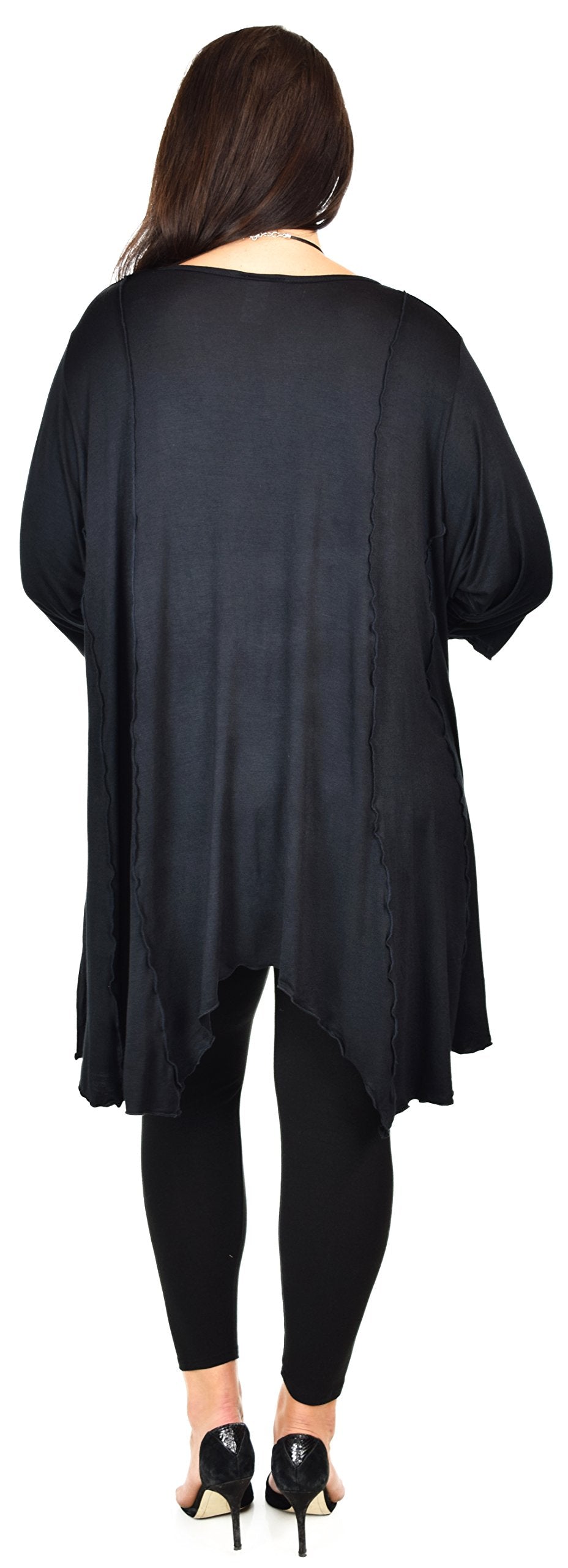 Plus Size Asymmetrical Fishtail Tunic Top w/Side Pockets