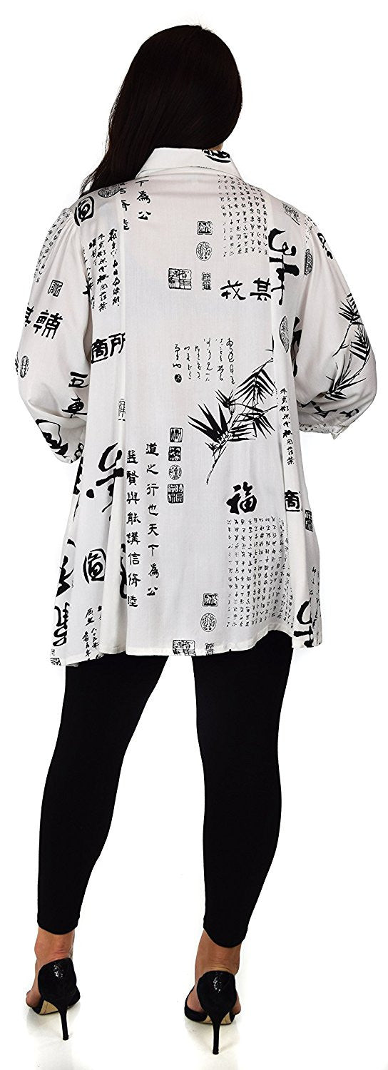 Button Down Tunic Blouse Shirt w/ Roll Up Sleeves