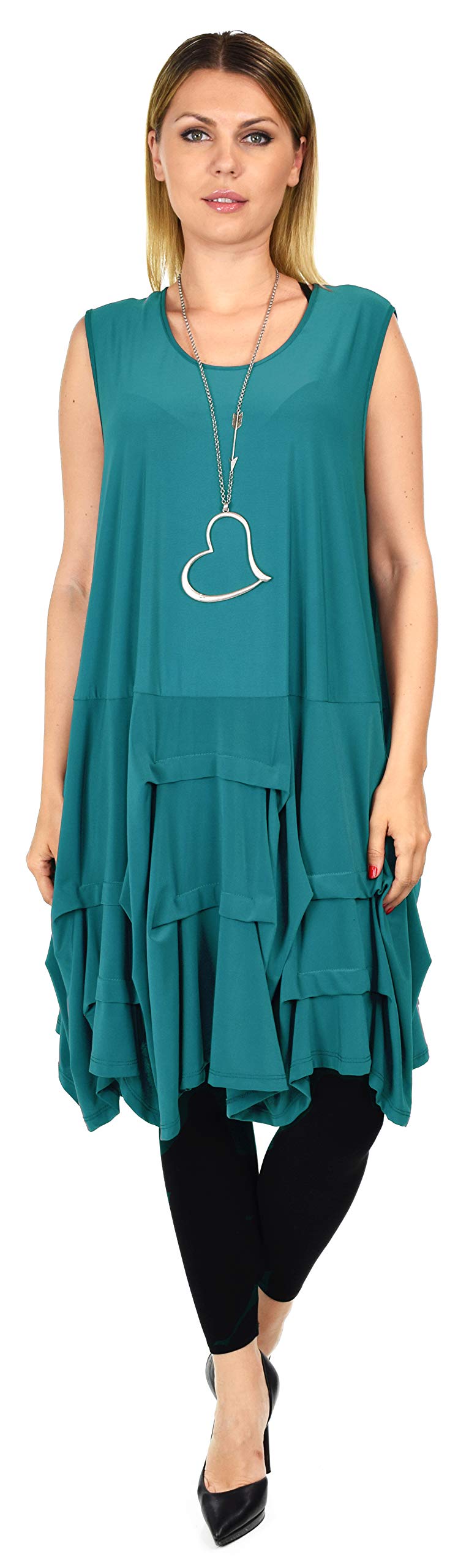 Plus Size Puckered Sleeveless Tunic Dress | Swing Dress | Swing Top