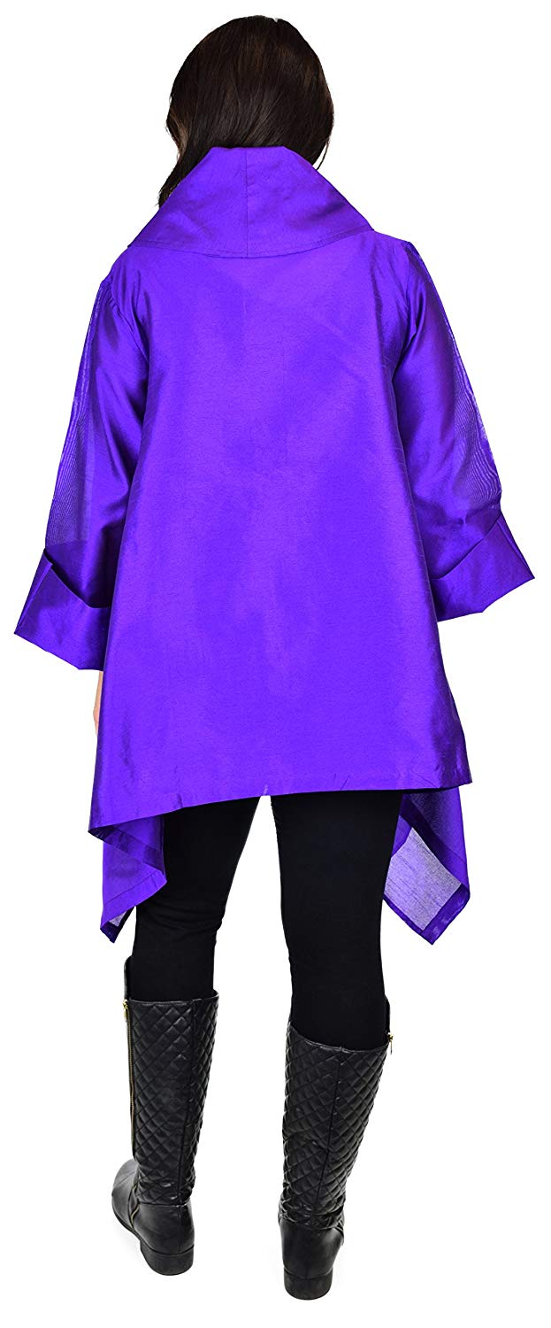 Dare2bStylish Women Plus Size Loose Fitting Poly Silk Designer Cover Up Duster Jacket