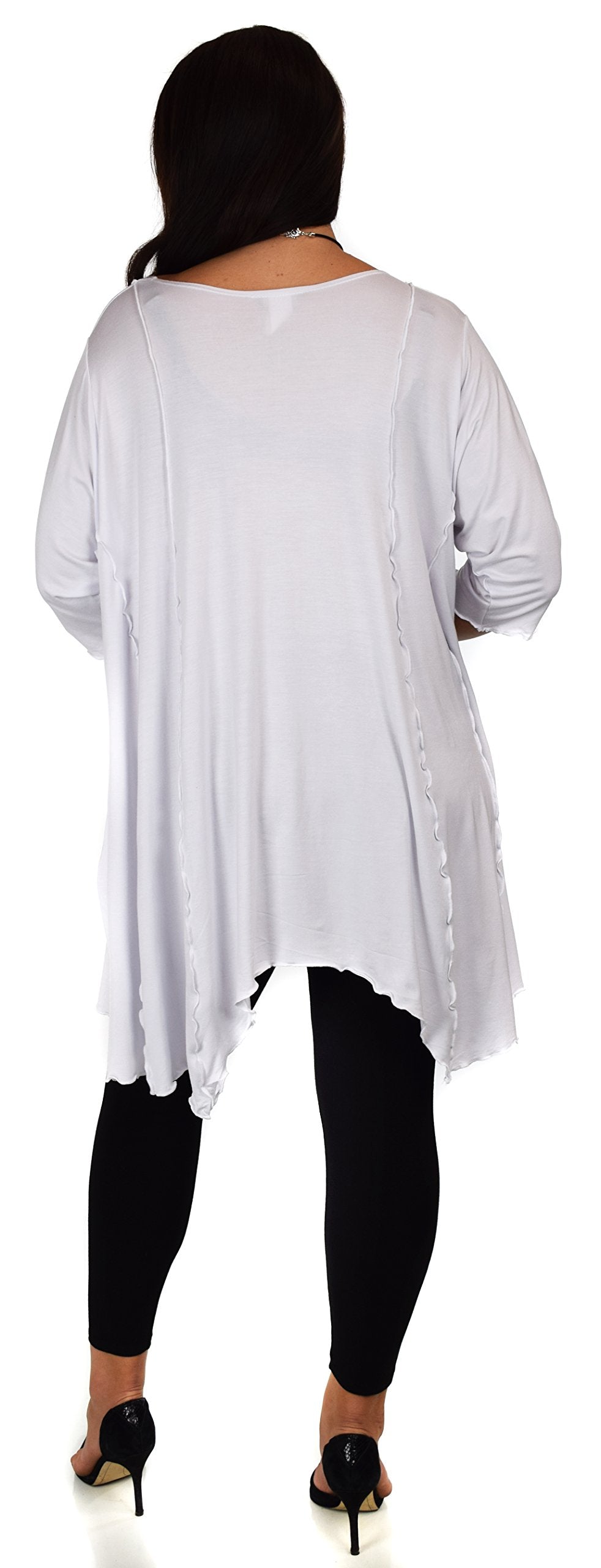 Plus Size Asymmetrical Fishtail Tunic Top w/Side Pockets