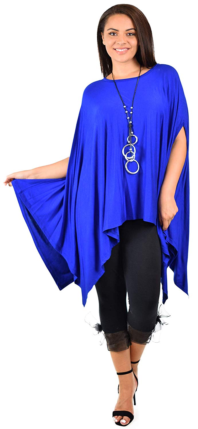 Dare2bStylish Women Versatile Loose Fit Dolman Poncho Tunic Dress Top Cover Up