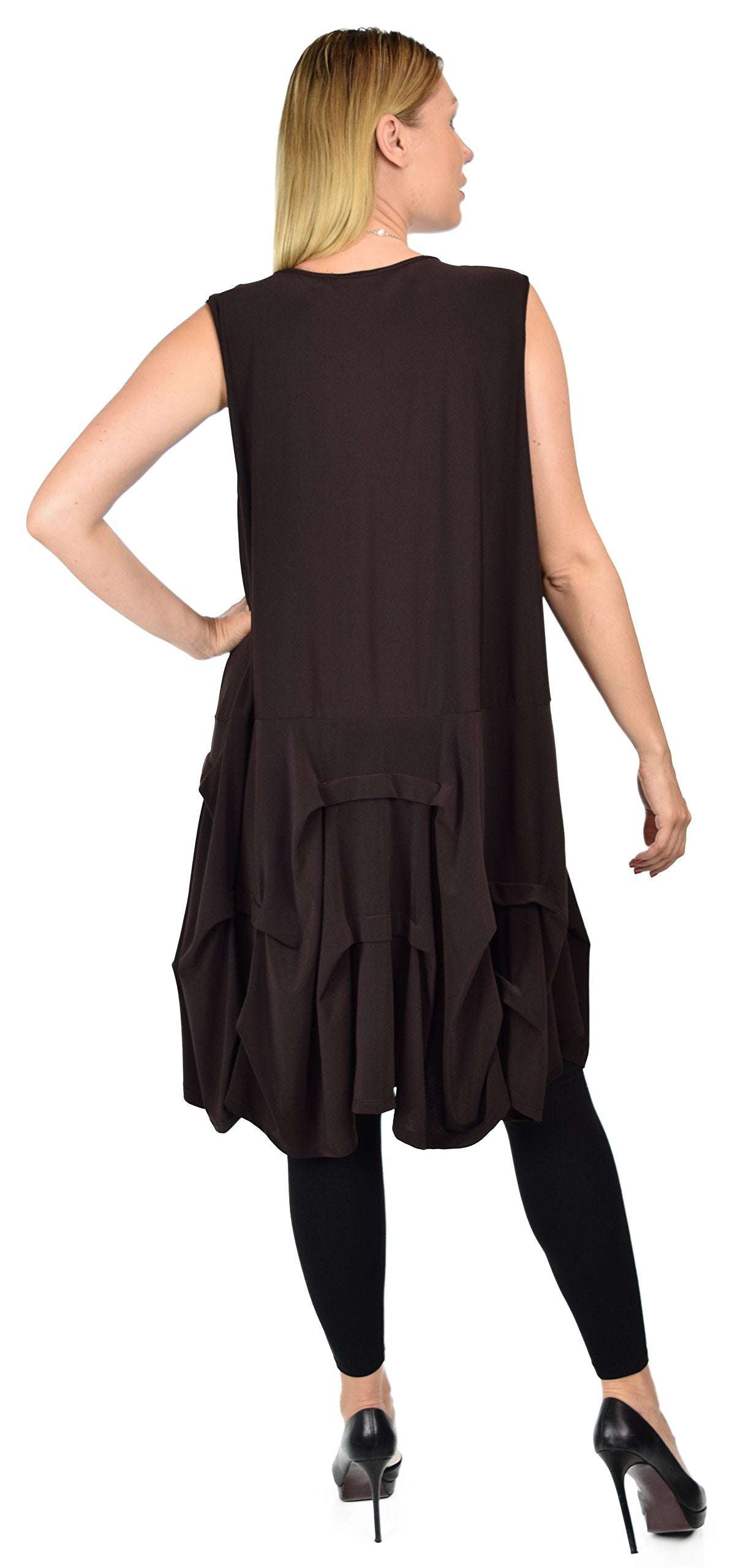 Plus Size Puckered Sleeveless Tunic Dress | Swing Dress | Swing Top