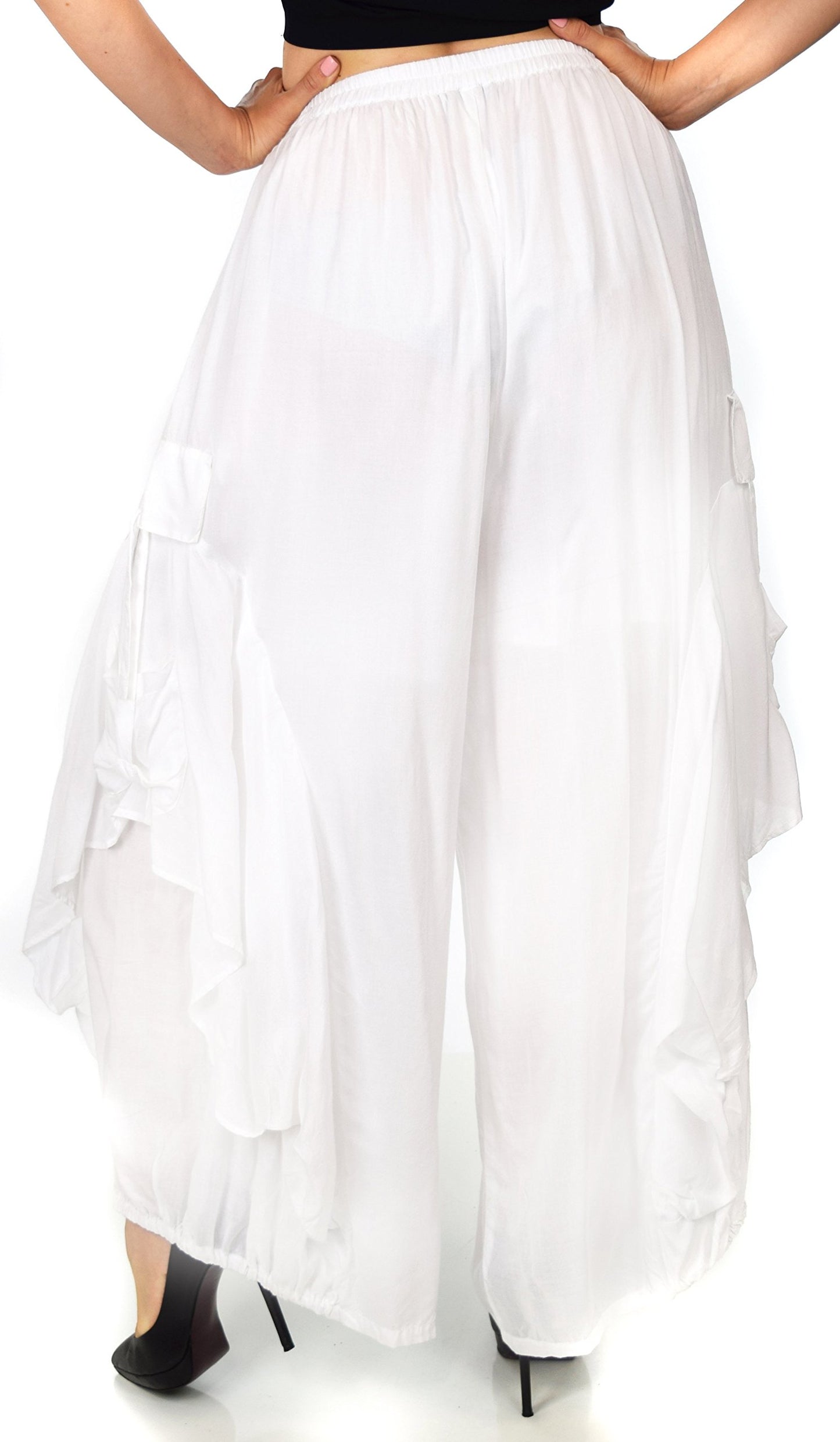 Dare2BStylish Women Loose Fit Elastic Waist Boho Wide Leg Palazzo Pants