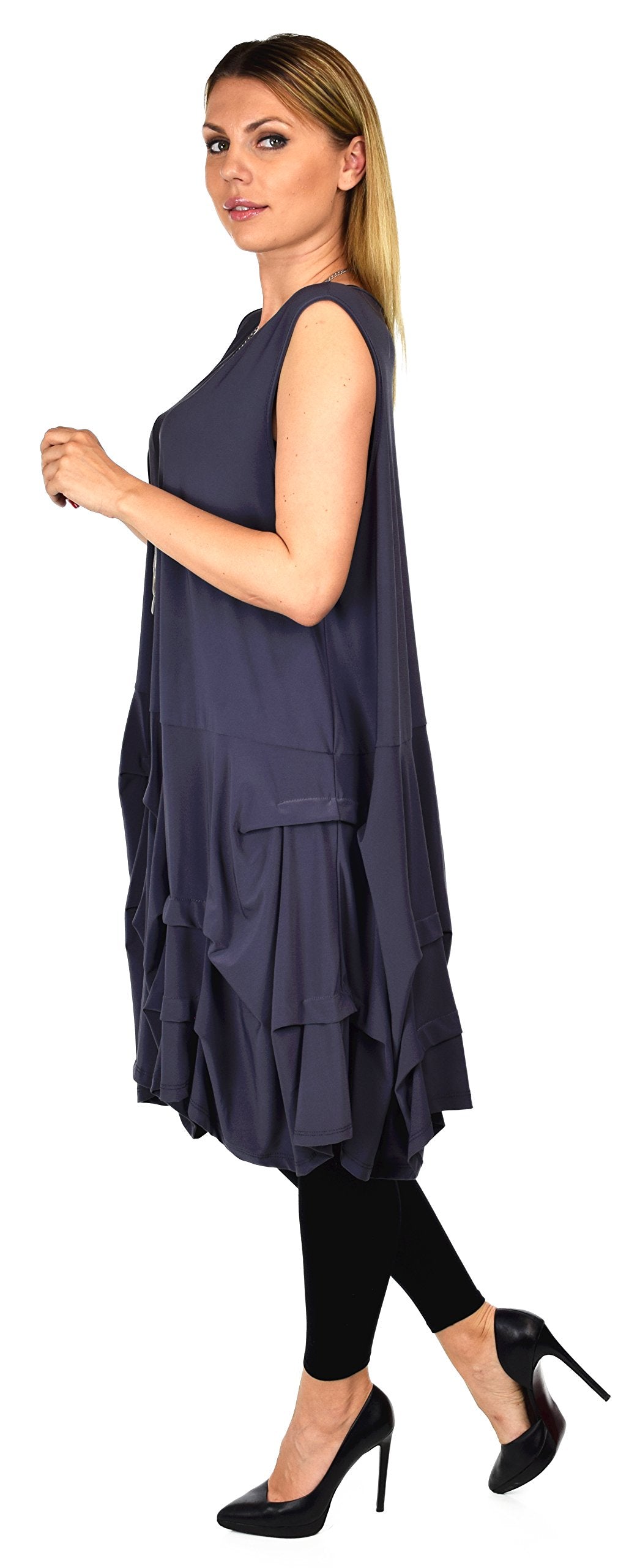 Plus Size Puckered Sleeveless Tunic Dress | Swing Dress | Swing Top