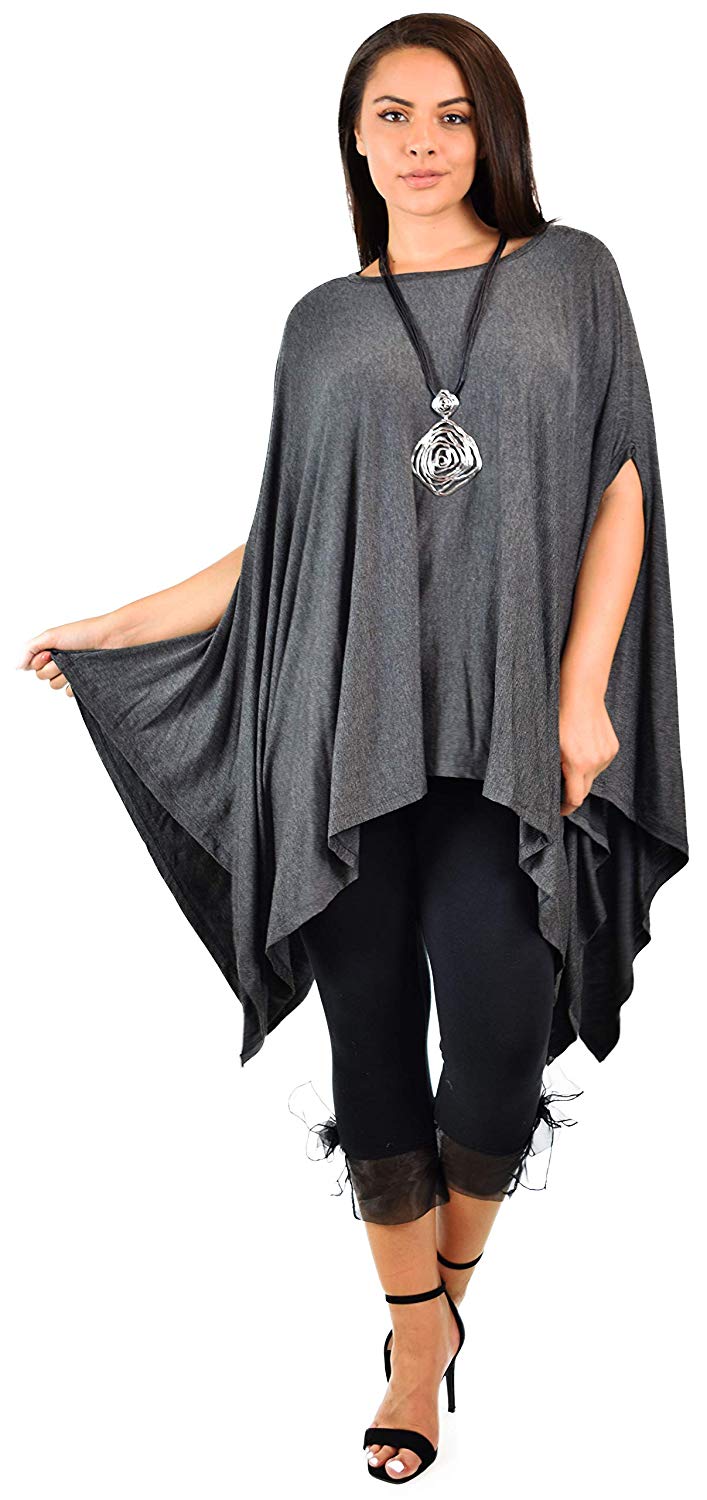 Dare2bStylish Women Versatile Loose Fit Dolman Poncho Tunic Dress Top Cover Up