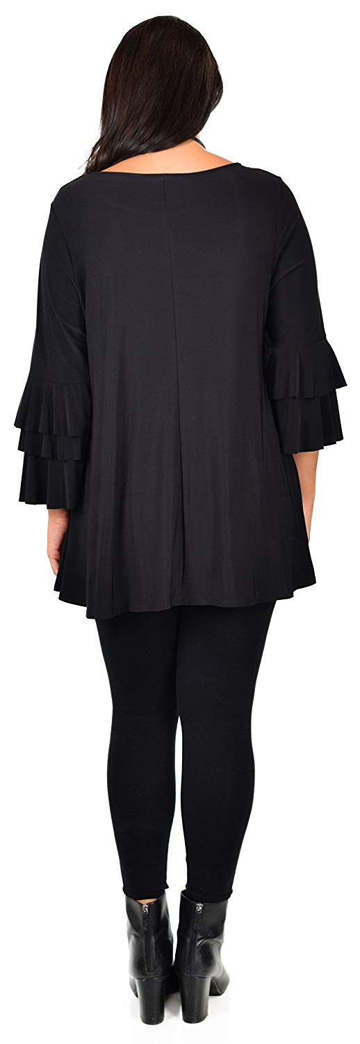 Dare2BStylish Women Plus Size Ruffle Sleeve Chic Tunic Top Blouse Shirt