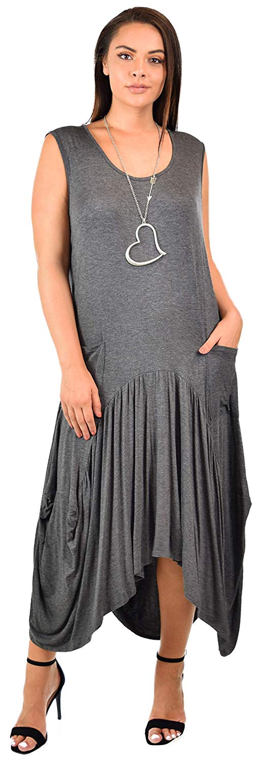 Dare2BStylish Plus Size High Low Sleeveless Loose Fitting Maxi Dress