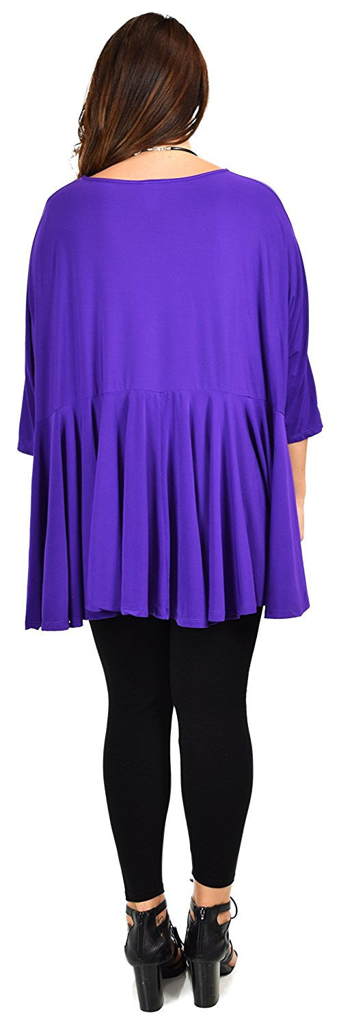 Oversize Plus Size Circle Bottom Flare Swing Tunic Dress Top