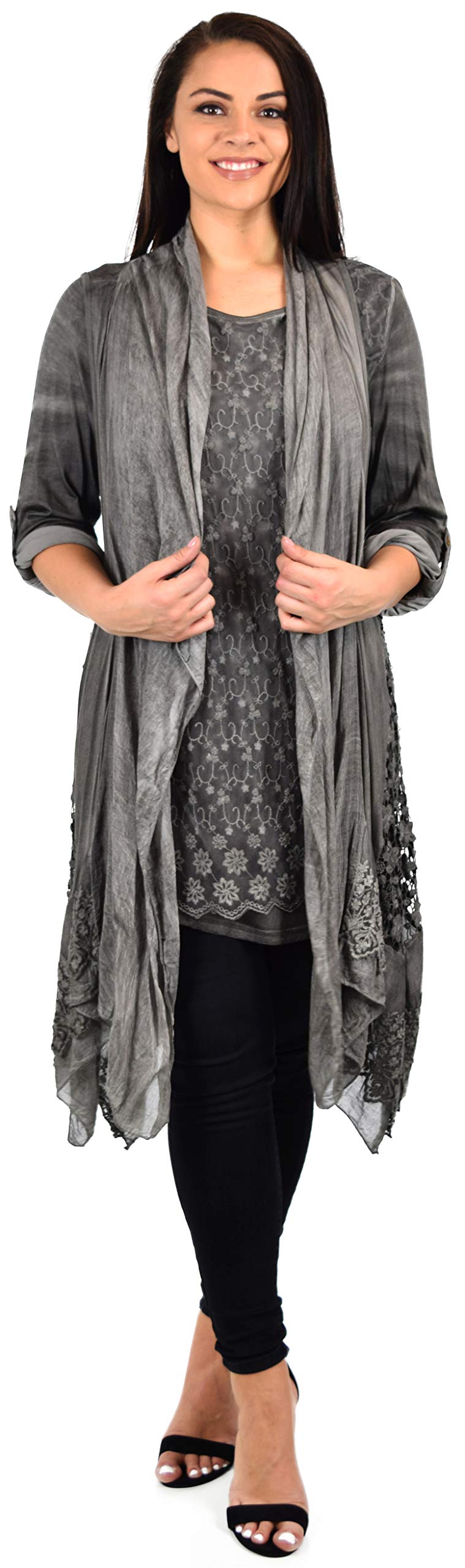 Desiner Tunic set, Women's 2 PC Netted Embroidered Lace Tunic set,  Blouse Top + Vest Set