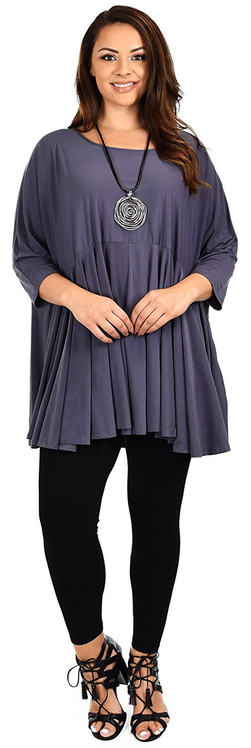 Oversize Plus Size Circle Bottom Flare Swing Tunic Dress Top