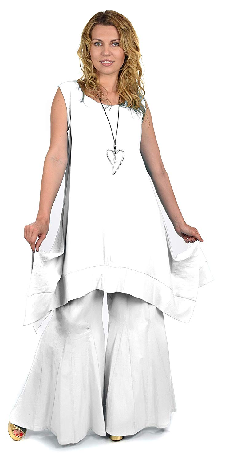 Dare2bStylish Women 2 Piece Summer Top & Flared Pants Set Outfit in Plus Sizes