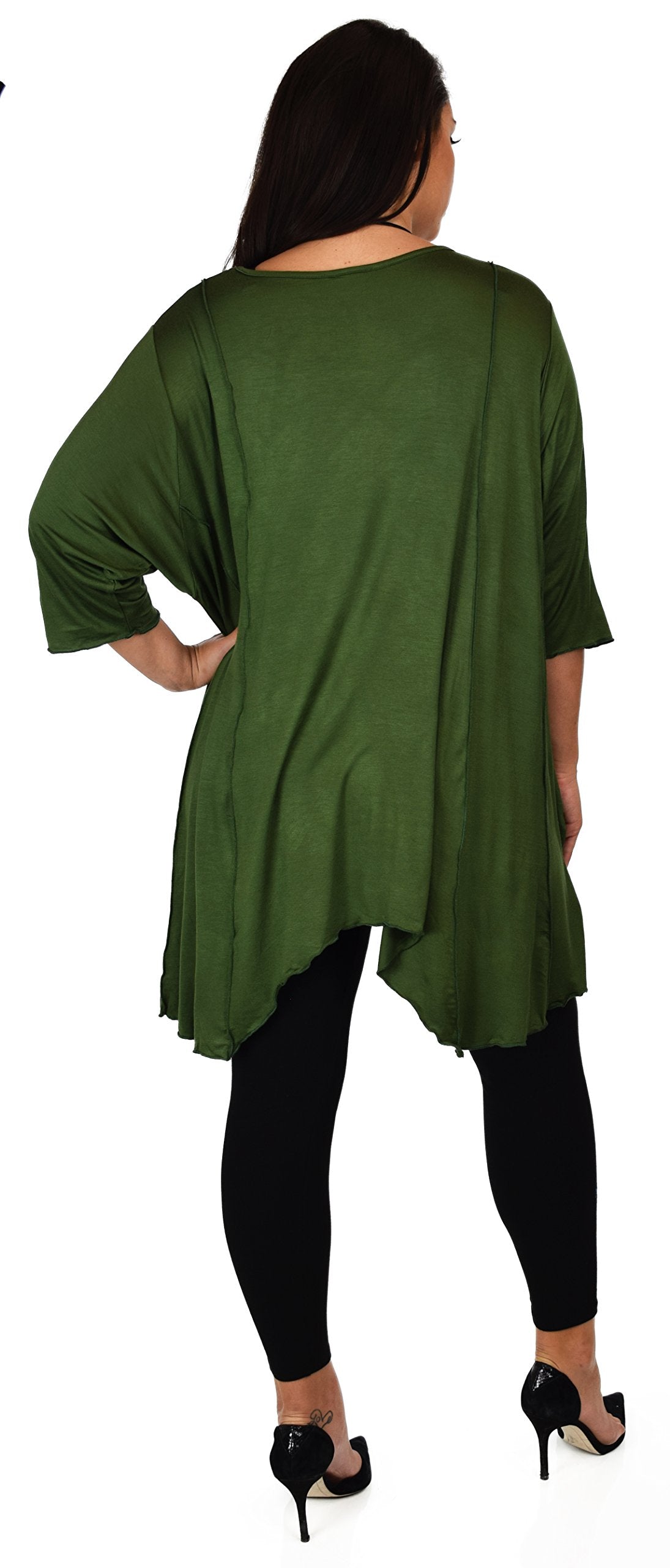 Plus Size Asymmetrical Fishtail Tunic Top w/Side Pockets