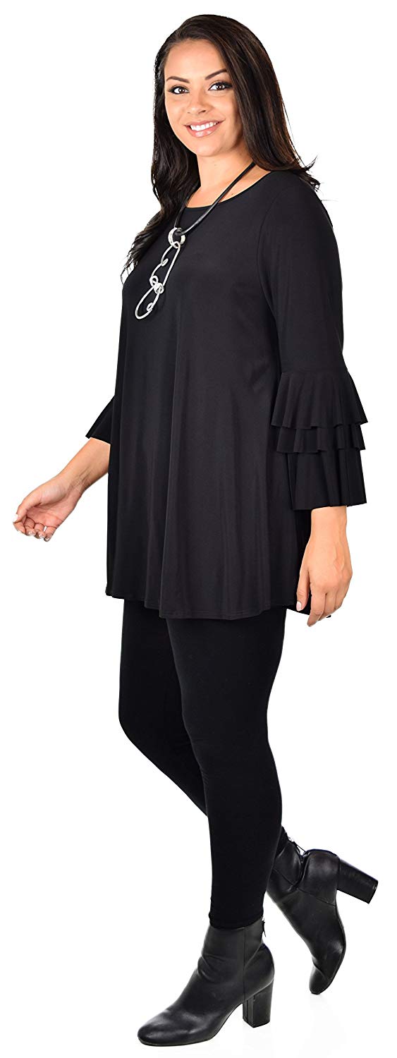 Dare2BStylish Women Plus Size Ruffle Sleeve Chic Tunic Top Blouse Shirt