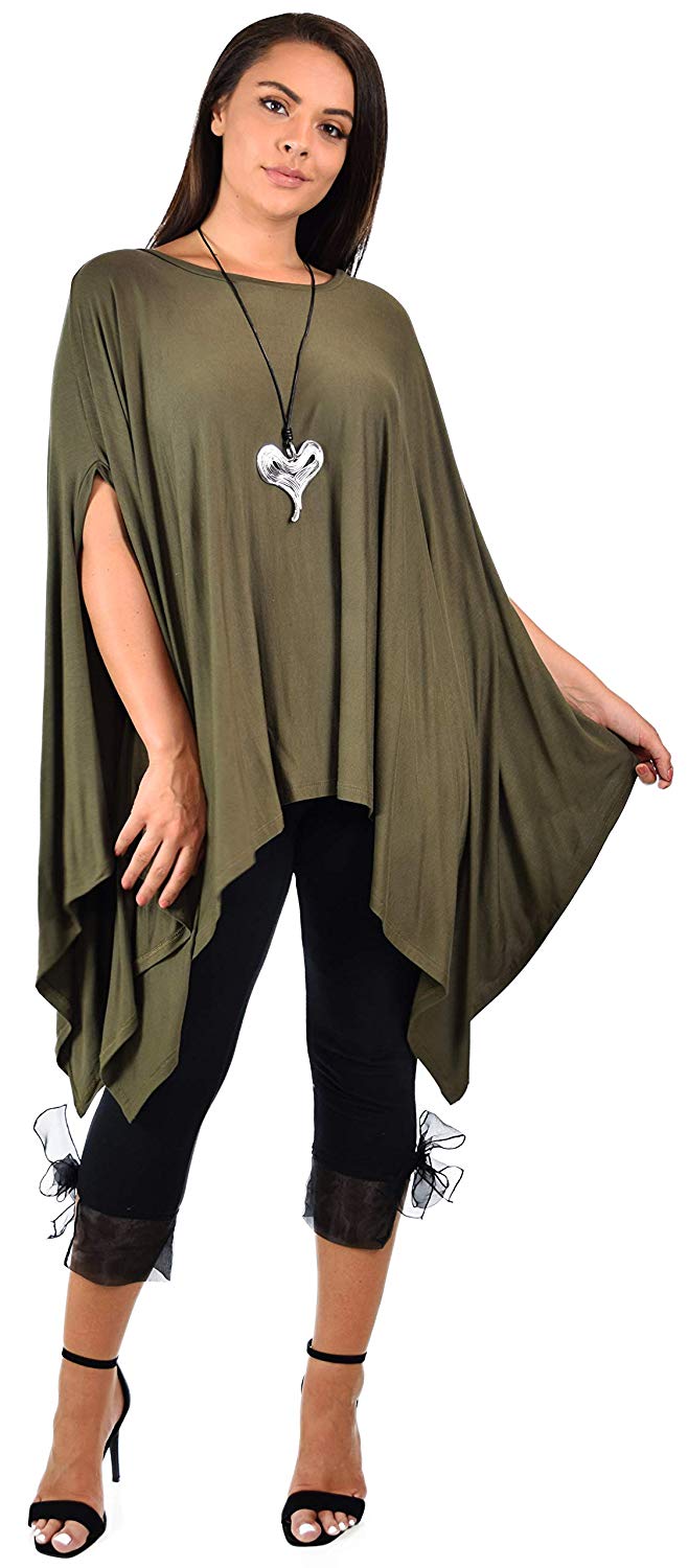 Dare2bStylish Women Versatile Loose Fit Dolman Poncho Tunic Dress Top Cover Up