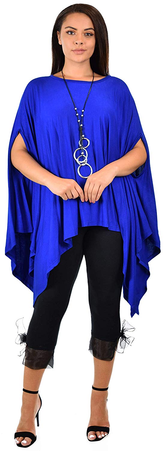 Dare2bStylish Women Versatile Loose Fit Dolman Poncho Tunic Dress Top Cover Up